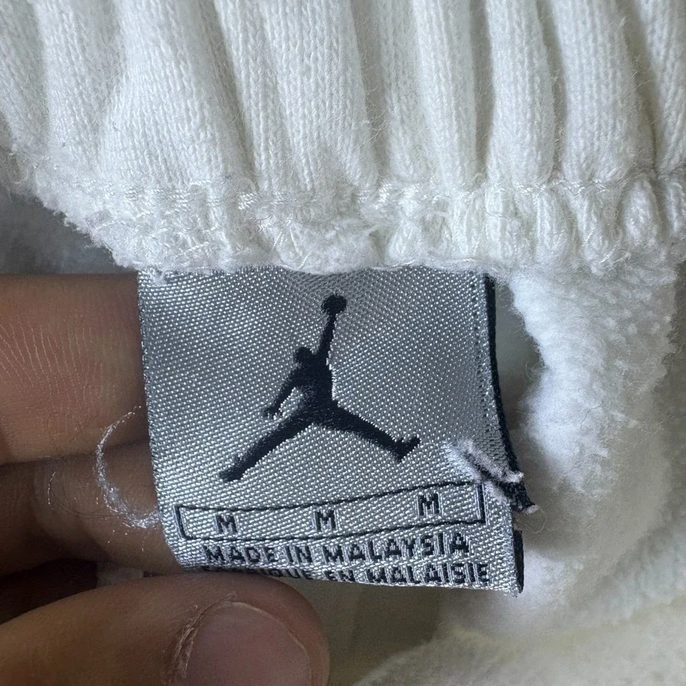 Jordan Sweatpants Mens M White Fleece Lined Cotton Toggle Hem Pockets